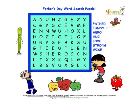 Holiday 8 Easy Father's Day Word Search Puzzle - 7 words