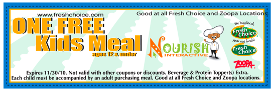 restaurant coupon free meal for kids