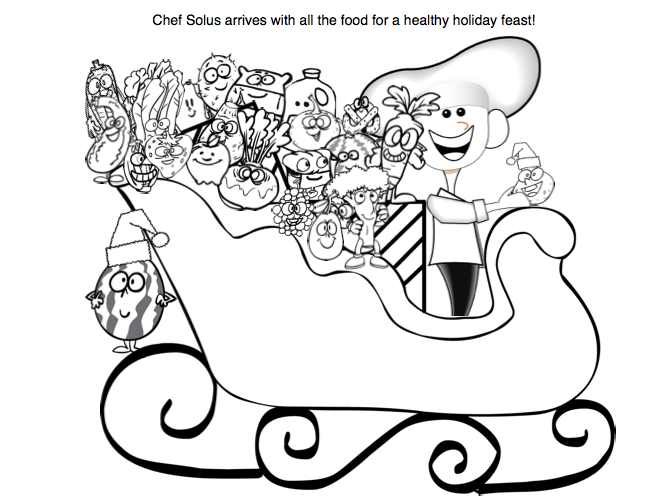 christmas healthy food sleigh picture to color